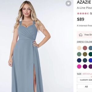 Azazie Maxi Dress in Slate Blue